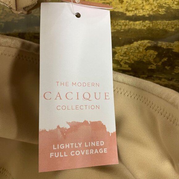 Cacique Lightly Lined Full Coverage Bra Tan Beige Nude Neutral Sz 46C - Picture 7 of 8